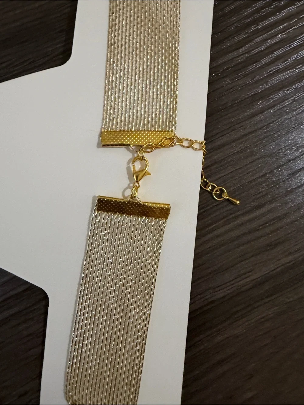 Fashion Jewelry Beige Gold-Tone Elastic Choker